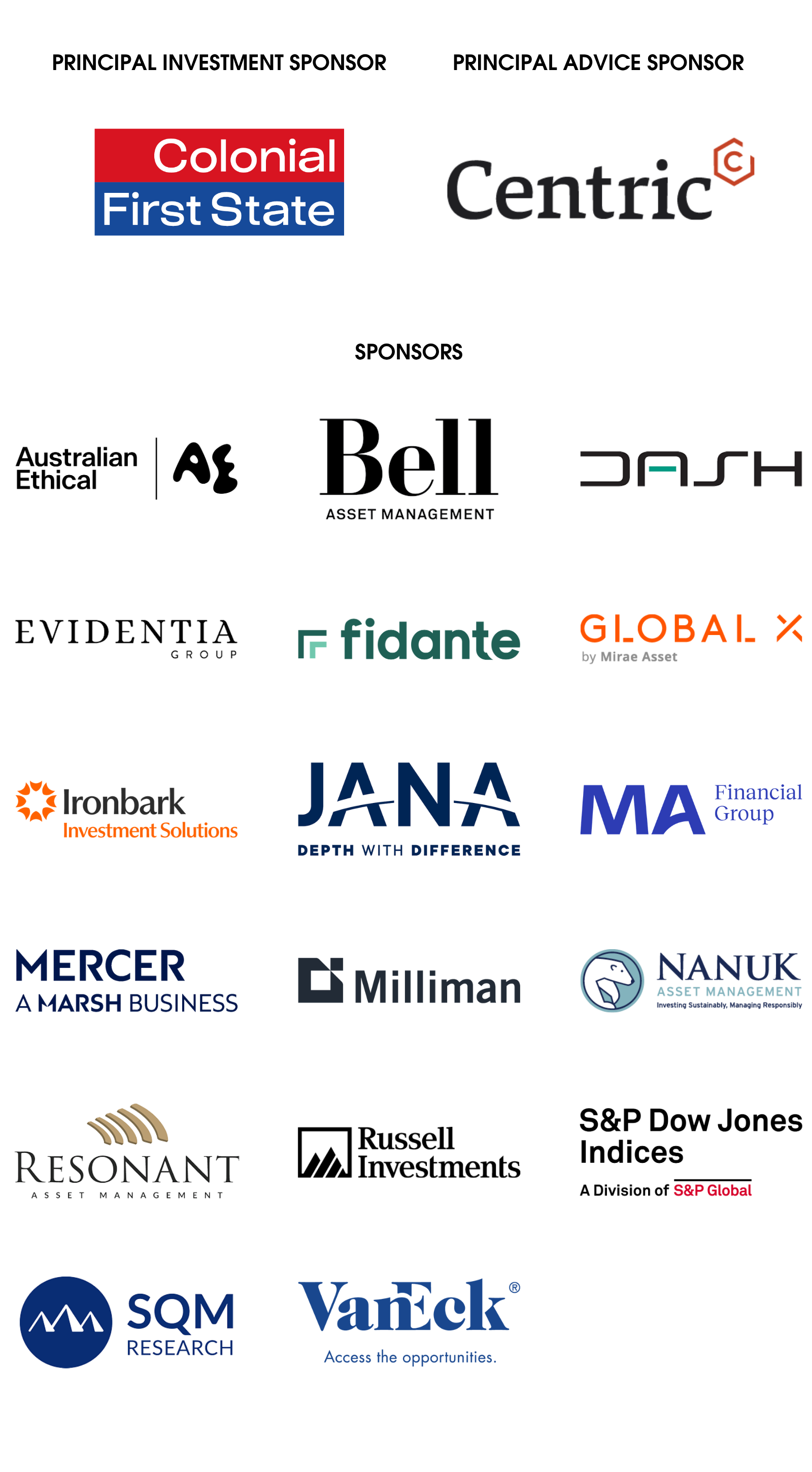 Sponsors of the Institute of Managed Account Professionals (IMAP)